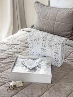 Комплект постельного белья Семейный белый/синий твил - Denastia фото 12