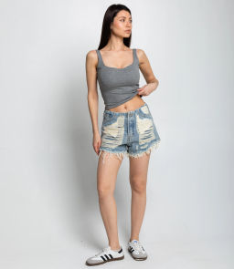 Топ #КТ323 (5), серый меланж