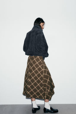 RUFFLE CHECK MIDI SKIRT - Zara фото 8