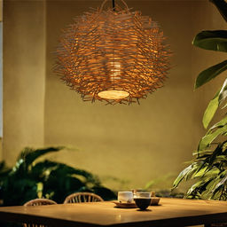 Светильник потолочный из ротанга «Анди», 1×120 Вт, Е27, 40×40×26 см