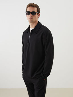 Polo Yaka Uzun Kollu Erkek Sweatshirt