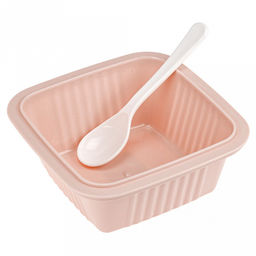 Ланч-бокс для продуктов пластмассовый Фреш 0,55л, 14х14см h8,5см, с ложкой 13см, крышка прозрачная, с клипсами, с уплотнителем, цвета в ассортименте: персиковый, голубой, зеленый (Китай) - Домашняя мода фото 6