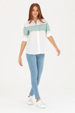 Женская рубашка цвета морской волны с длинным рукавом - U.s. polo assn фото 11