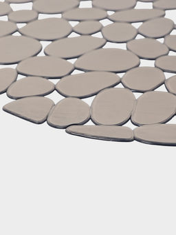 Коврик для раковины Доляна «Галька», круглый, d=29 см, прозрачный, серо-коричневый