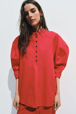 CAMISA MANGA ABULLONADA ZW COLLECTION / Rojo - Zara фото 3
