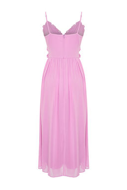 TRENDYOLMILLA Ekru Cicek Desenli A-Kesim F?rf?r Detayl? Astarl? Sifon Maxi Dokuma Elbise TWOSS23EL02013 фото 40