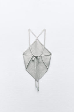 KNIT OPEN BACK CROP TOP WITH RHINESTONES - Zara фото 7