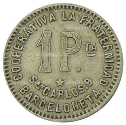 1 песета 1915 года Испания  Барселона