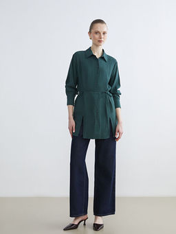 Dokulu Krinkle Kad?n G?mlek Tunik