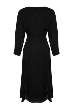 Trendyolmilla Limited Edition Siyah A Kesim Dikis Detayl? Dokuma Elbise TWOAW24EL00866  фото 8