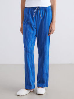 B?y?k Beden Beli Lastikli ?izgili Kad?n Pijama Alt