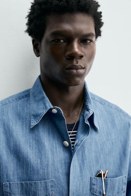 CAMISA DENIM BOLSILLOS / Azul - Zara фото 5