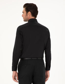 Черная классическая хлопковая рубашка приталенного кроя - Cacharel фото 5