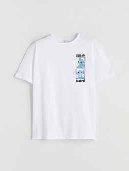 Bisiklet Yaka Stitch Bask?l? K?z ?ocuk Ti??rt