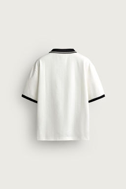 POLO RELAXED FIT  ESTRUCTURA TEXTO BORDADO / Blanco roto - Zara фото 8