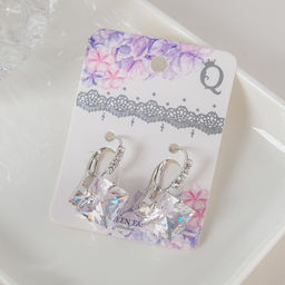 Серьги Циркония мини, квадрат, цвет белый в серебре - Queen fair фото 2