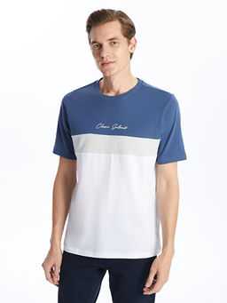 Bisiklet Yaka K?sa Kollu Renk Bloklu Erkek Ti??rt