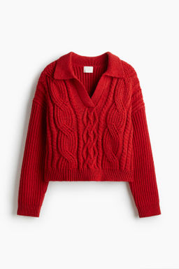 Jersey en punto trenzado con cuello