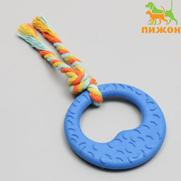 Игрушка жевательная с канатом Гиря, синяя