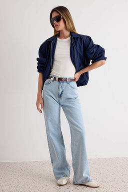 A__k Mavi Y_ksek Bel Wide Leg Geni_ Pa_a %100 Pamuk Non-Stretch Jeans TWOSS23JE00068