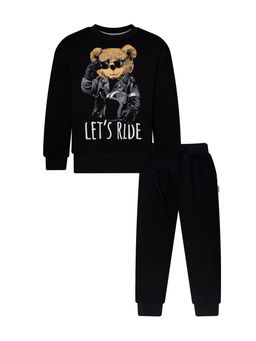 Костюм детский черный тедди байкер 7045г (98, 56)