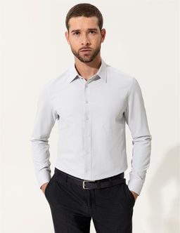 Gri Slim Fit Uzun Kollu G_mlek