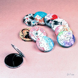 Зеркало карманное 7 см / GT358 /уп 50/300/ кожзам стразы