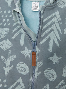 Kap??onlu Uzun Kollu Bask?l? Erkek Bebek Fermuarl? Sweatshirt - Waikiki фото 2