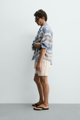 BERMUDA RELAXED FIT ALGOD?N - LINO / Marr?n / Crudo - Zara фото 4