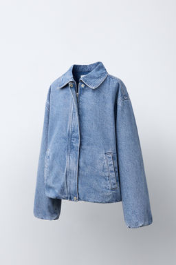 CAZADORA BOMBER DENIM / Azul