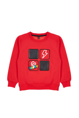 Siyah*001 Erkek Cocuk Mevsimlik-Ince Kaplan Desenli Bisiklet Yaka Orme Sweatshirt TKDAW25SW00007 - Trendyolmilla фото 3