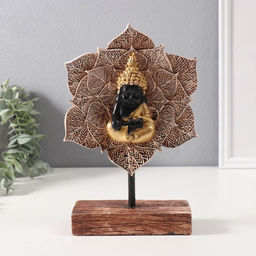 Фигурка полистоун «Медитация Будды в цветке», под золото, 5.5×13.2×23 см