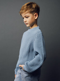 Bisiklet Yaka Uzun Kollu Erkek ?ocuk Triko Kazak