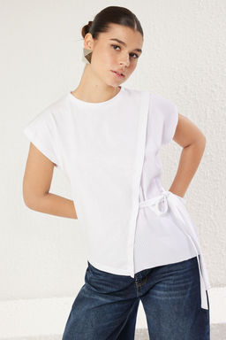 Trendyolmilla Siyah Pilise ve Baglama Detayl? Relaxed/Rahat Kal?p Orme Bluz TWOSS25BZ00094  фото 16