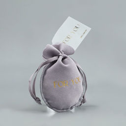 Цена за 5 шт. Мешочек подарочный замшевый Для тебя, серый, тиснение, 9?12 см 1.5 см