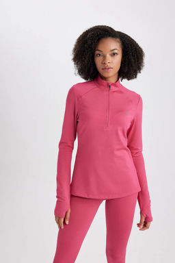 DeFactoFit Футболка с длинным рукавом и воротником стандартной посадки с принтом