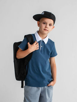 Футболка Поло д/м,кор.рук., цвет серый-белый, 100% х/б - 5+ фото 3