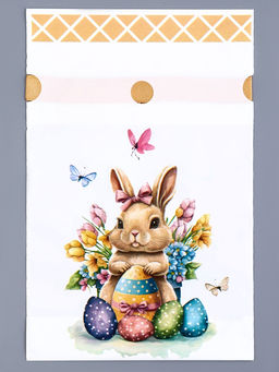 Цена за 50 шт. Пакет полиэтиленовый подарочный «Заяц с цветами», с завязками, 15×23 см МИКС