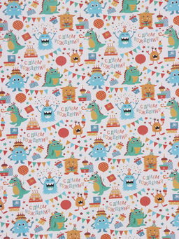 Цена за 2 шт. Бумага упаковочная глянцевая «Динозаврик», 70×100 см, 1 лист