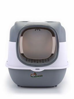 Туалет закрытый, 52×38×37 см, с УФ-лампой и миской, пластик, серый