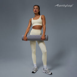 Легинсы женские спортивные в рубчик ONLYTOP, размер 42 (S), бежевые