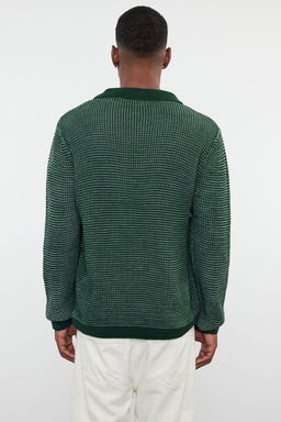 TRENDYOL MAN Gri Casual Regular Polo Yaka Dokulu Triko Kazak TMNAW25KZ00016 - Trendyolmilla фото 13