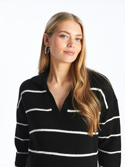 Polo Yaka D?z Uzun Kollu Hamile Triko Elbise