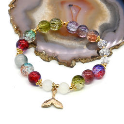 Браслет из сахарного кварца "Русалка" шарик 10мм, цв.ассорти