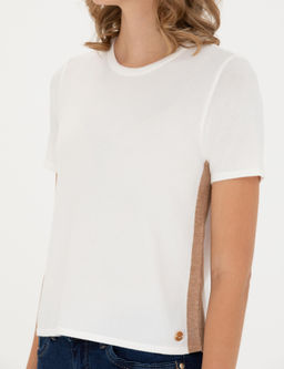 Ekru Slim Fit Bisiklet Yaka Triko Ti__rt - Pierre cardin фото 6