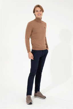 U. S. Polo Assn Мужской базовый свитер светло-коричневого меланжевого цвета - U.s. polo assn фото 10