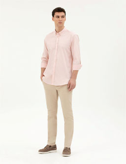 A__k Pembe Slim Fit Uzun Kollu G_mlek