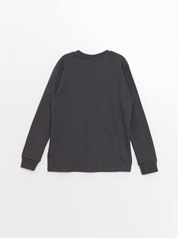 Bisiklet Yaka Bask?l? Uzun Kollu Erkek ?ocuk Ti??rt