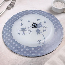 Тарелка стеклянная обеденная Доляна Котики, d=23 см  фото 3