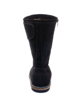 Монголки женские на войлочной подошве., Черные. Замша. Молния. Подклад овчина.